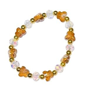 UNBRANDED Beautiful CRYSTAL GLASS Butterfly Bead SPARKLING Stretch Bracelet